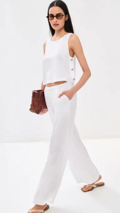 LE BOP Margot Linen Cropped Blouse White M | Thumbnail 6