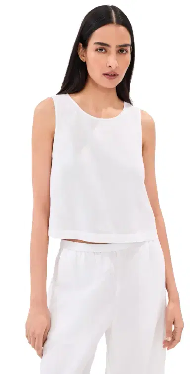 LE BOP Margot Linen Cropped Blouse White M | Thumbnail 1