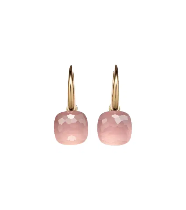 Pomellato Nudo Petit 18kt rose and white gold earrings with rose quartz