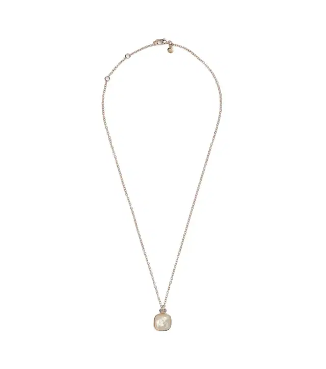 Pomellato Nudo 18kt rose and white gold necklace with topaz, mother-of-pearl, and diamonds