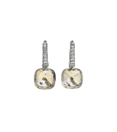 Pomellato Nudo Classic 18kt rose and white gold earrings with topaz and diamonds | Thumbnail 1 Pomellato Nudo Classic 18kt rose and white gold earrings with topaz and diamonds | Thumbnail 1