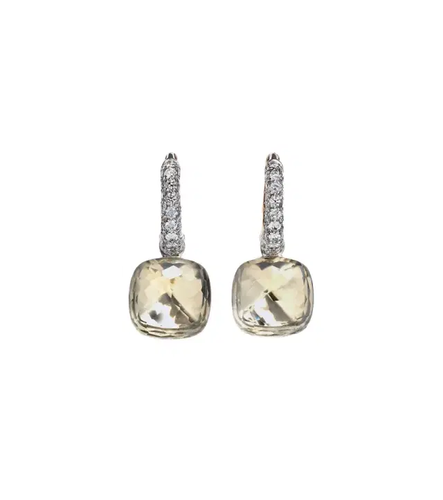 Pomellato Nudo Classic 18kt rose and white gold earrings with topaz and diamonds
