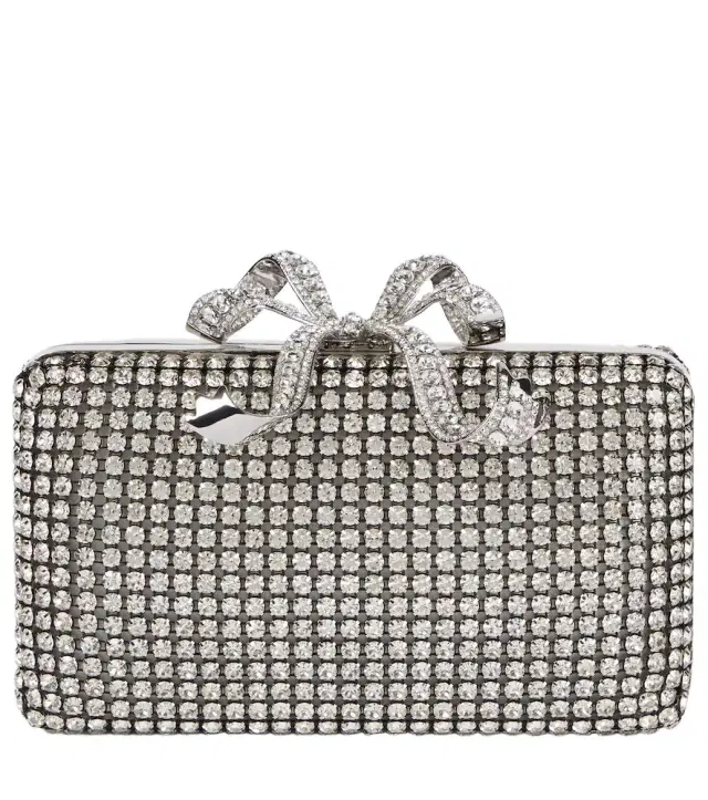 Bow Small crystal-embellished clutch