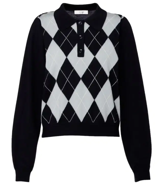 Frame Argyle wool-blend polo sweater