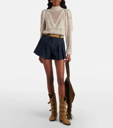 Frame Structural pleated denim shorts | Thumbnail 4