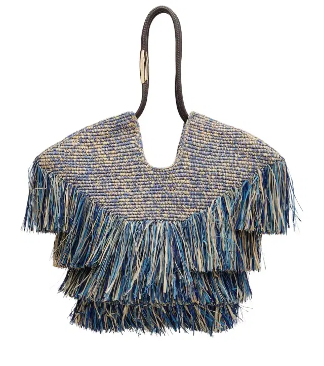 Zimmermann Goldentime Medium fringed raffia tote bag