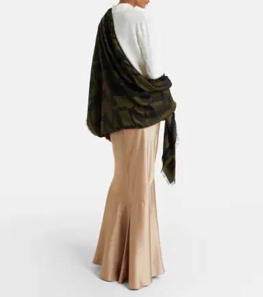 Max Mara Monogram jacquard wool and silk scarf | Thumbnail 4