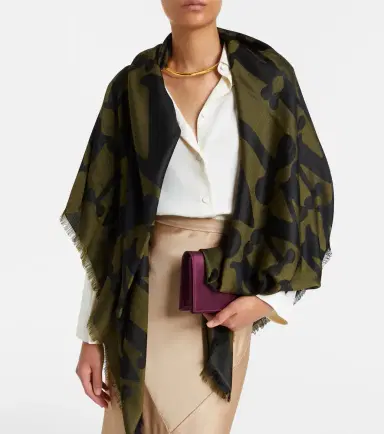 Max Mara Monogram jacquard wool and silk scarf | Thumbnail 5