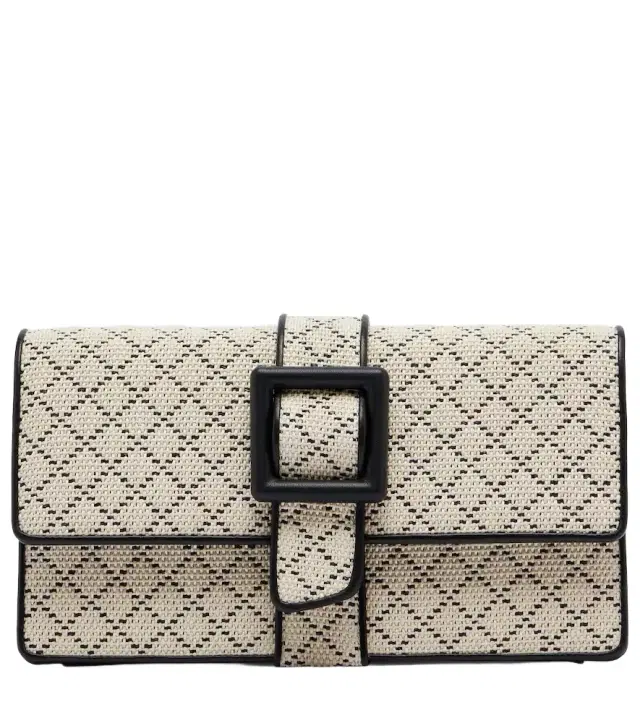 Manolo Blahnik Maycap raffia-effect clutch