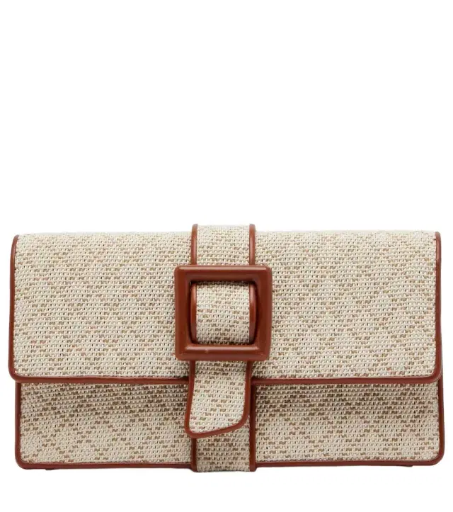 Manolo Blahnik Maycap raffia-effect clutch