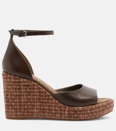 Brunello Cucinelli Monili leather espadrille wedges | Thumbnail 3 Brunello Cucinelli Monili leather espadrille wedges | Thumbnail 3