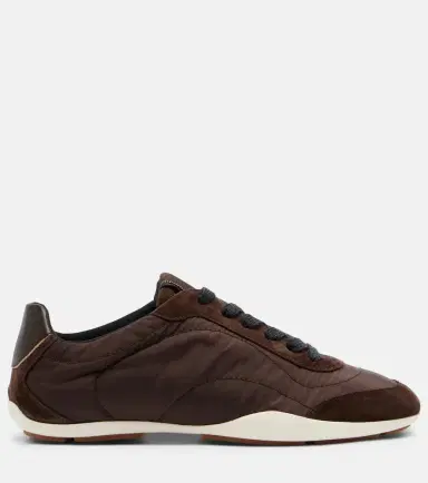 Brunello Cucinelli Monili suede-trimmed sneakers | Thumbnail 3 Brunello Cucinelli Monili suede-trimmed sneakers | Thumbnail 3