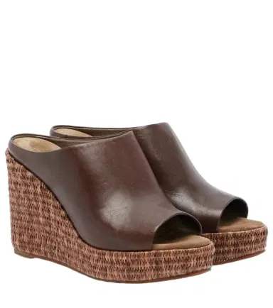 Brunello Cucinelli Leather espadrille wedges | Thumbnail 1