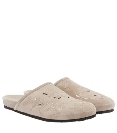 Brunello Cucinelli Sequined suede slides | Thumbnail 1