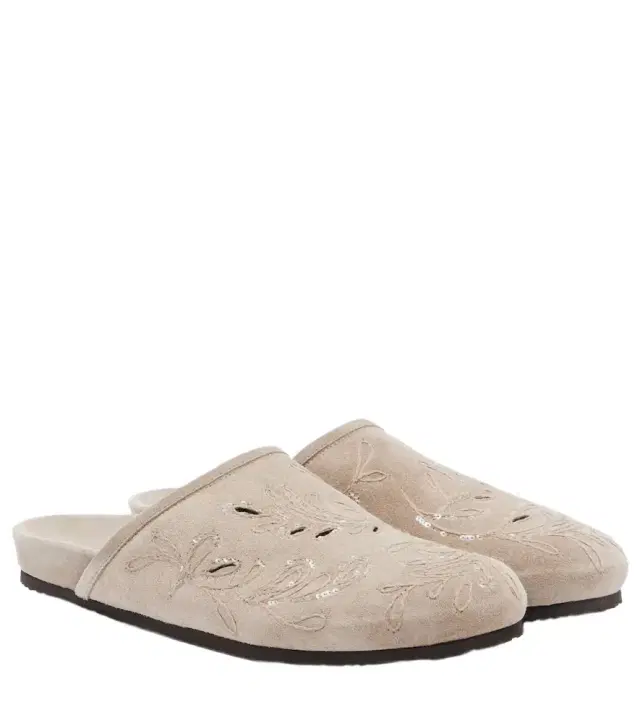 Brunello Cucinelli Sequined suede slides