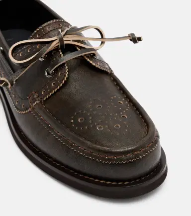 Brunello Cucinelli Monili leather boat shoes | Thumbnail 2