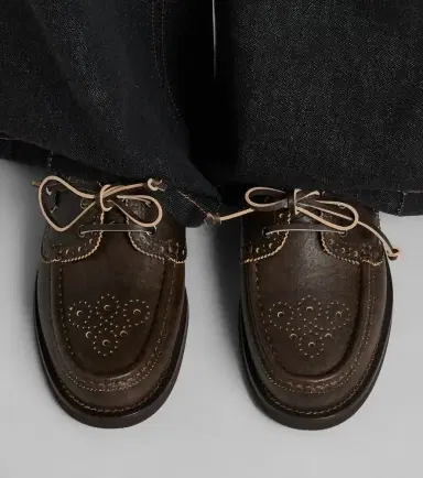 Brunello Cucinelli Monili leather boat shoes | Thumbnail 5