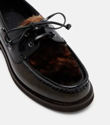 Brunello Cucinelli Monili calf hair-trimmed leather boat shoes | Thumbnail 4