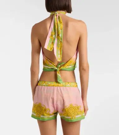 Versace Printed cotton and silk voile shorts | Thumbnail 2