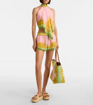 Versace Printed cotton and silk voile shorts | Thumbnail 5