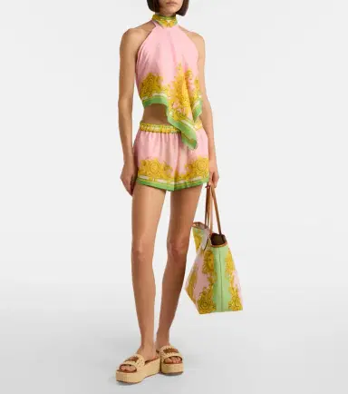 Versace Printed cotton and silk voile top | Thumbnail 2
