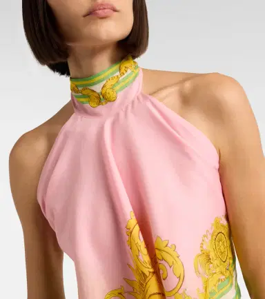 Versace Printed cotton and silk voile top | Thumbnail 3