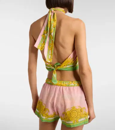 Versace Printed cotton and silk voile top | Thumbnail 4
