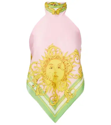 Versace Printed cotton and silk voile top | Thumbnail 1