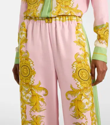 Versace Printed silk twill wide-leg pants | Thumbnail 2