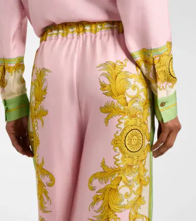 Versace Printed silk twill wide-leg pants | Thumbnail 4
