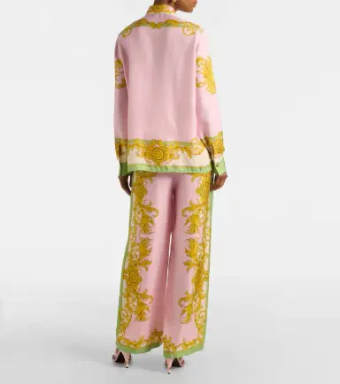 Versace Printed silk twill wide-leg pants | Thumbnail 5