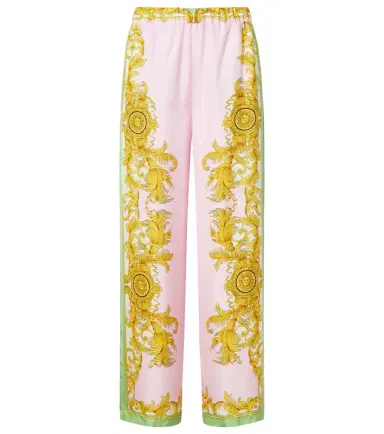 Versace Printed silk twill wide-leg pants | Thumbnail 1