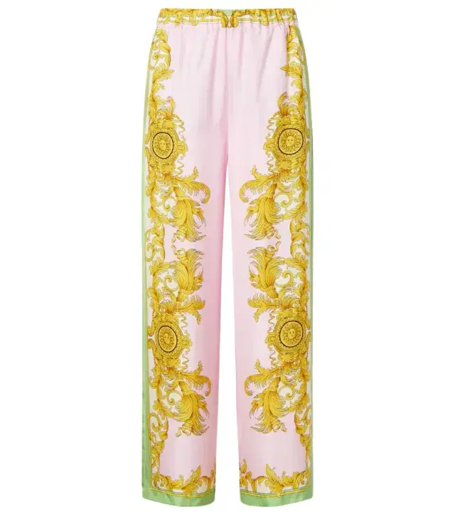 Versace Printed silk twill wide-leg pants