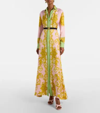 Versace Printed silk twill shirt dress | Thumbnail 2