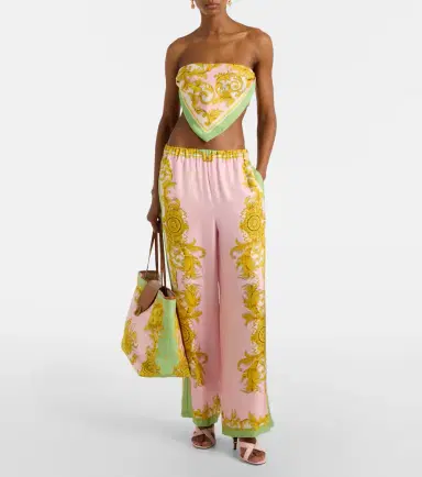 Versace Printed silk twill bandeau top | Thumbnail 3