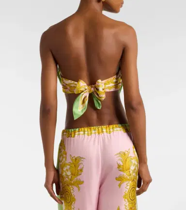 Versace Printed silk twill bandeau top | Thumbnail 4