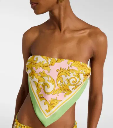 Versace Printed silk twill bandeau top | Thumbnail 5