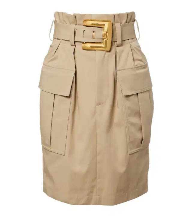 Belted cotton gabardine miniskirt
