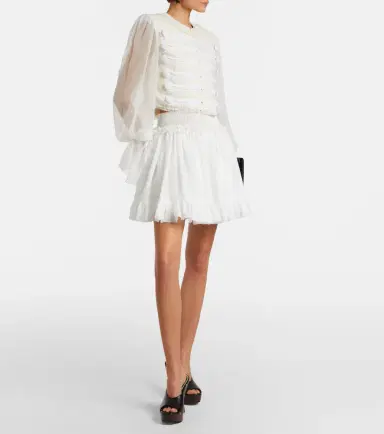 Balmain Ruffled poplin miniskirt | Thumbnail 3