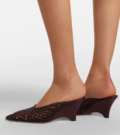 Le Monde Béryl Le Monde Béryl Victoria leather wedge mules | Thumbnail 5