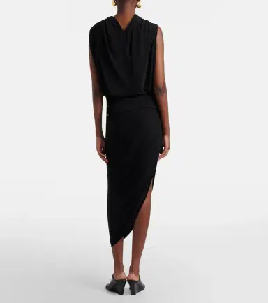Sportmax Draped asymmetric crêpe midi skirt | Thumbnail 4 Sportmax Draped asymmetric crêpe midi skirt | Thumbnail 4