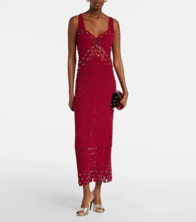 Rabanne Embellished crochet cotton midi dress | Thumbnail 3