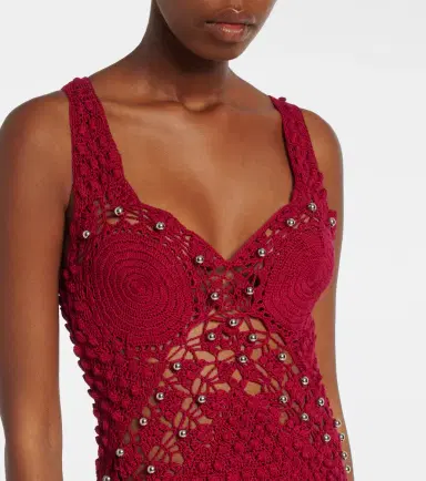 Rabanne Embellished crochet cotton midi dress | Thumbnail 4