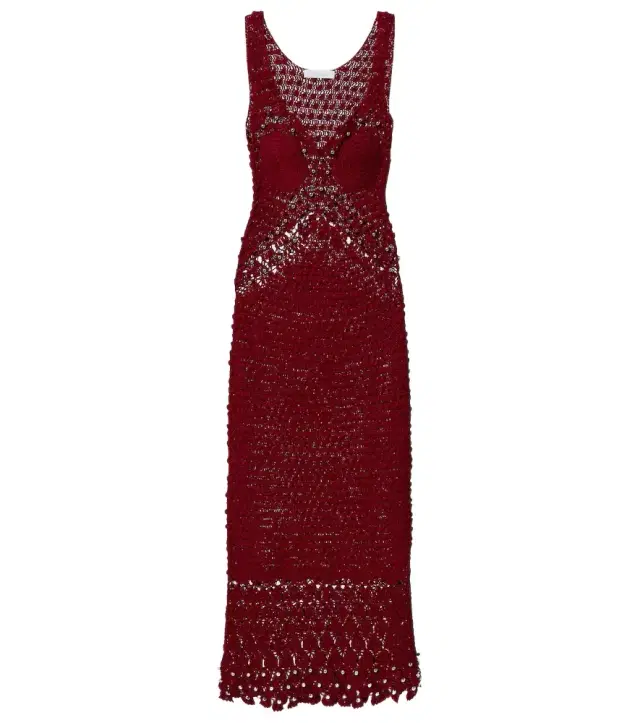 Rabanne Embellished crochet cotton midi dress