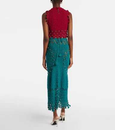 Rabanne Embellished crochet cotton midi skirt | Thumbnail 3