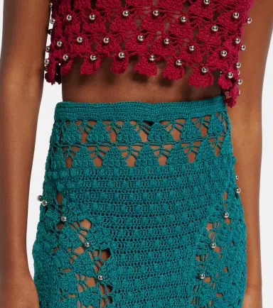 Rabanne Embellished crochet cotton midi skirt | Thumbnail 4
