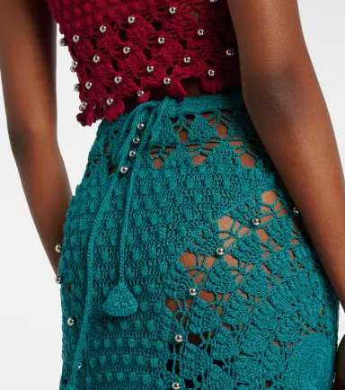 Rabanne Embellished crochet cotton midi skirt | Thumbnail 5