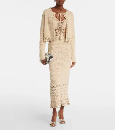 Rabanne Embellished crochet cotton midi dress | Thumbnail 4 Rabanne Embellished crochet cotton midi dress | Thumbnail 4