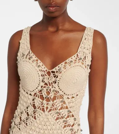 Rabanne Embellished crochet cotton midi dress | Thumbnail 6 Rabanne Embellished crochet cotton midi dress | Thumbnail 6