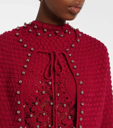 Rabanne Studded crochet cotton cardigan | Thumbnail 2